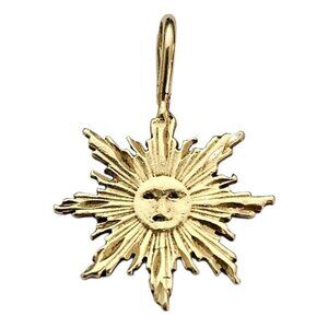 14K Yellow Gold  Sun, Moon Face Pendant
